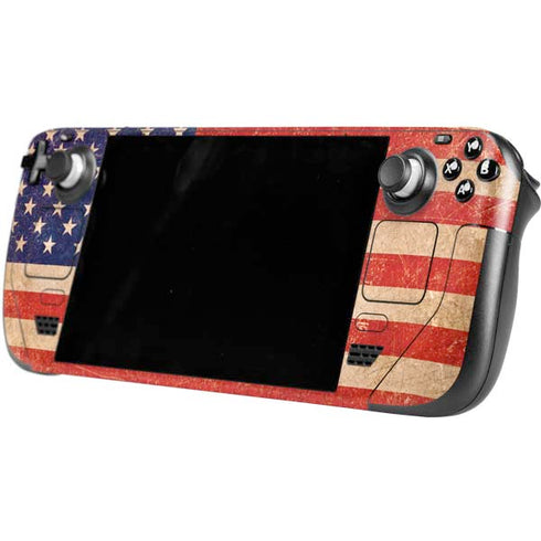 Distressed American Flag Steam Deck Handheld Gaming Computer Skin